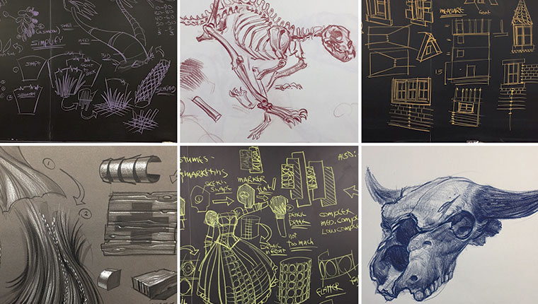 Collage of object drawings by Will Weston
